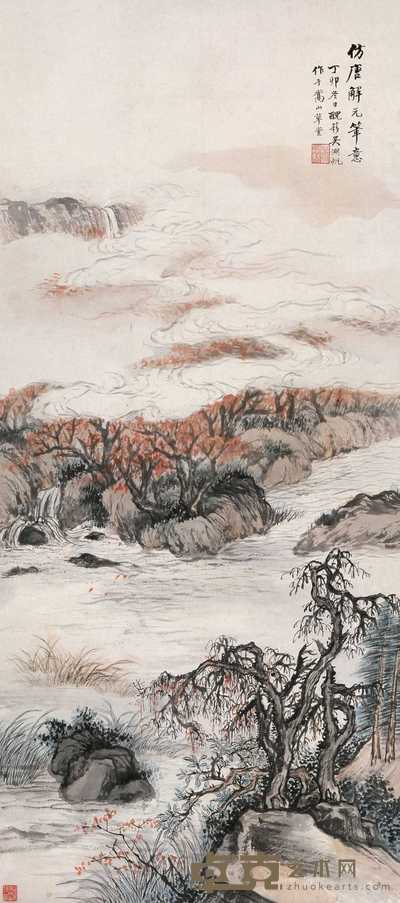吴湖帆 1927年作 仿唐解元笔意 立轴 94.5×47cm